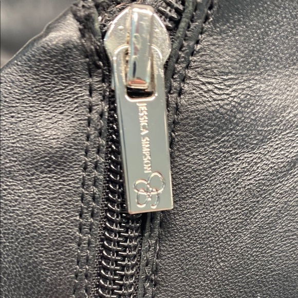 Jessica Simpson Layra Black Leather Ankle Booties Edgy Stiletto Heel Size 7.5 - Picture 5 of 9